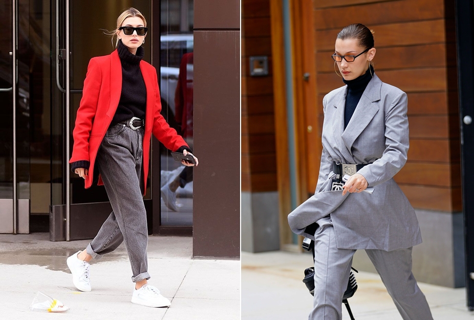 Áo đen kết hợp với quần màu xám